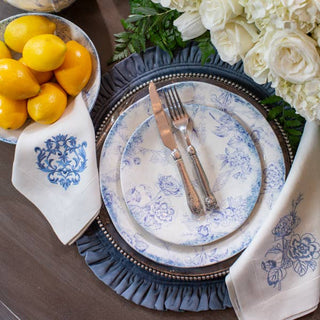 Round Ruffle Velvet Placemat, French Blue - La Cuisine