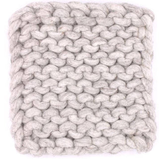 Chain Knitted Trivet Light Grey 8x8 Wool - La Cuisine