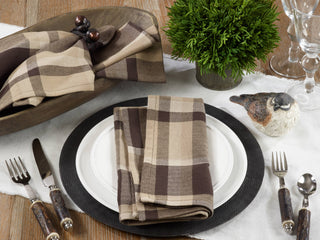 Plaid Napkins - Regal Brown Set/4 - La Cuisine