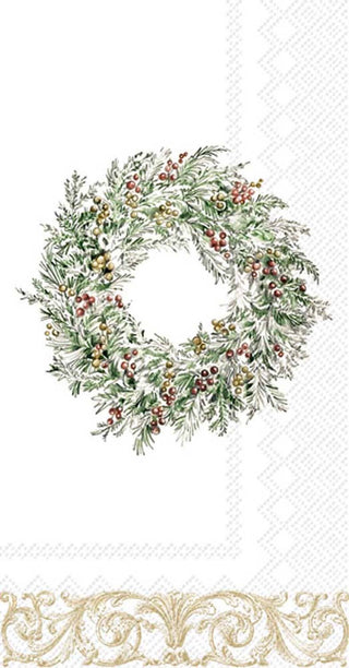 Holiday Berry Wreath Christmas Paper Guest Towels pkg/16 - La Cuisine