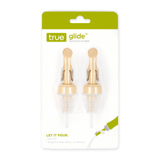 Glide Gold-Finish Weighted Bottle Pourers - Set of 2 - La Cuisine