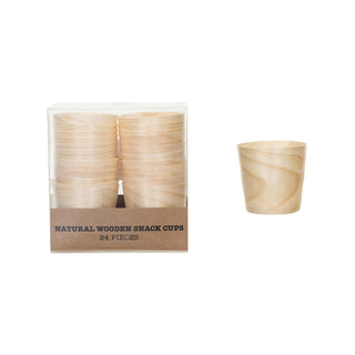 Wood Single Use Snack Cups in Kraft Box, Set/24 - La Cuisine
