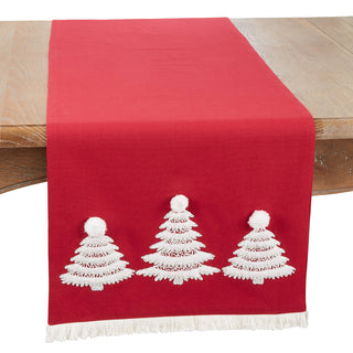 Holly Jolly Christmas Trees Table Runner - La Cuisine