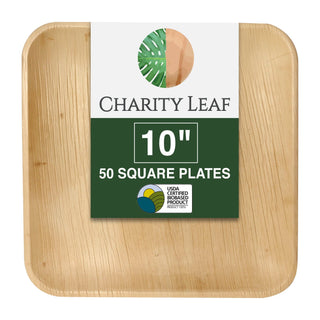 Palm Leaf Square Plate, 10" Inch Pk/50 - La Cuisine