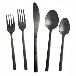 Arezzo Brushed Black Flatware Set/20 pc - La Cuisine