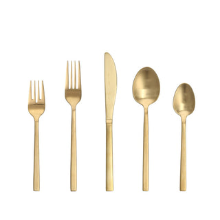Arezzo Brushed Gold Flatware Set/20 pc - La Cuisine