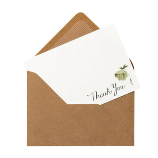 In Bloom Green Thank You Hellebore Flat Note Cards - 12/pkg - La Cuisine