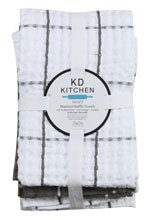 KD Kitchen Graphite Waffle Towel Set, 3 pc. - La Cuisine