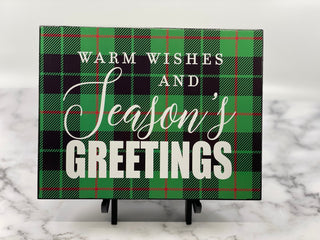 Season's Greetings Plaid Wooden Block - La Cuisine