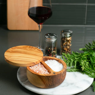 Olive Wood Salt Box - La Cuisine