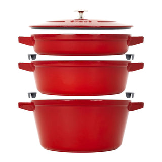 Stackable 4-pc Cast Iron Set - Cherry - La Cuisine