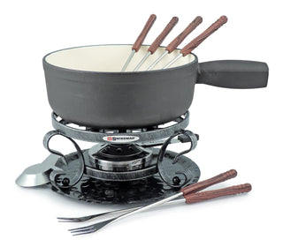 Lugano 9pc. Cast Iron Fondue, Black Matte - La Cuisine