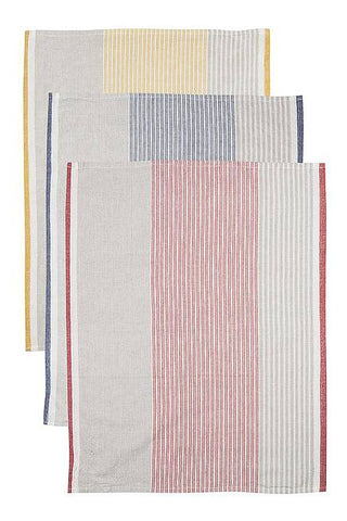 Modern Tea Towel Set/3, Blue Red Yellow - La Cuisine