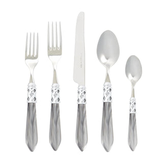 Aladdin Brilliant Light Gray 5-piece Flatware Place Setting, Set/4 - La Cuisine