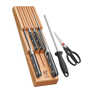 Pro 7pc Block Set w/ Beechwood In-Drawer Knife Tray - La Cuisine