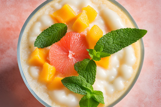 Chilled Mango Coconut Cream with Grapefruit