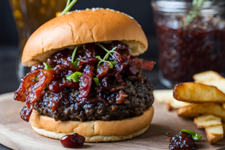 Pub Burgers w/ Tart Cherry Bacon Jam