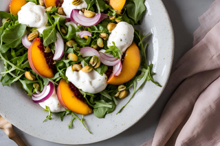 Peach, Burrata & Arugula Salad