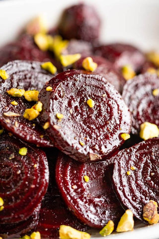 Roasted Beets with Beet Molasses and Toasted Pistachios