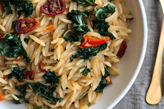 Browned Butter Orzo Pasta with Sundried Tomatoes & Sautéed Veggies