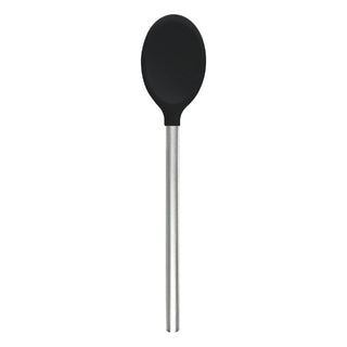 Silicone Mixing Spoon with Stainless Steel Handle, Black - La Cuisine