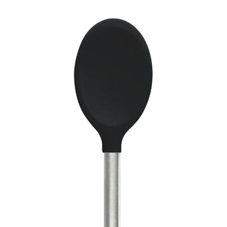 Silicone Mixing Spoon with Stainless Steel Handle, Black - La Cuisine