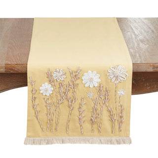 Embroidered Floral Decorative Table Runner - Yellow - La Cuisine