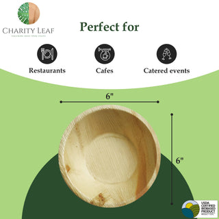 Palm Leaf Round Bowls, 6" Inch Pk/50