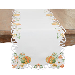 Embroidered Easter Eggcellent Table Runner White 16"x72"