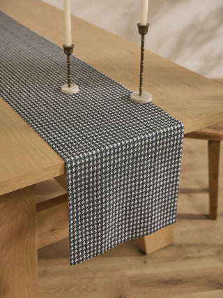Houndstooth Black Table Runner: Medium - 16" x 90" - La Cuisine