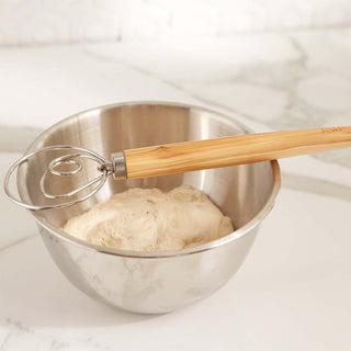 Olive Wood Swedish Dough Whisk - La Cuisine