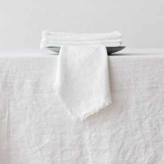 Linen Napkin Terra Fringe, Off-White - La Cuisine
