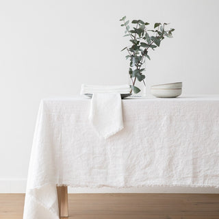 Linen Napkin Terra Fringe, Off-White - La Cuisine