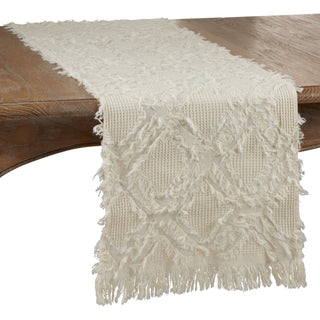Fringe Waffle Weave Runner: Natural / 16"x90"