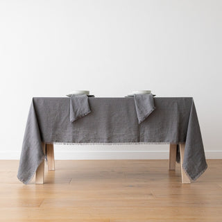 Linen Napkin Terra Fringe, Graphite - La Cuisine