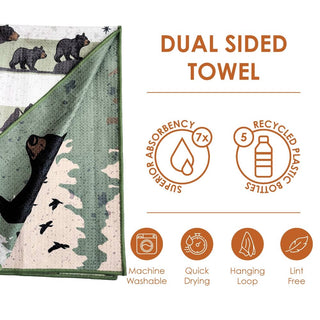 Black Bear - Dual Sided Hand Towel-Microfiber Kitchen Towel - La Cuisine