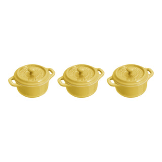 Mini Round Ceramic Cocotte, Set/3 - La Cuisine
