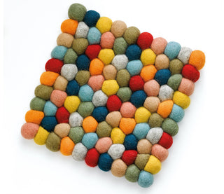 Virgin Wool Trivet "Colore", Square, 8X8" - La Cuisine