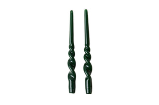 Lacquered Tall Twisted Taper Candles, Spruce, Set/2 - La Cuisine