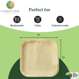 Palm Leaf Square Plate, 7" Pack/25 - La Cuisine