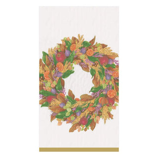 Autumn Wreath Paper Guest Towel Napkins in Ivory - 15 Per Package