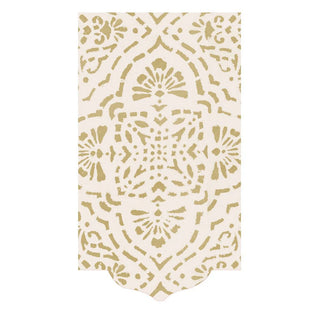 Annika Die-Cut Paper Linen Guest Towel Napkins in Ivory & Gold - 12 Per Package