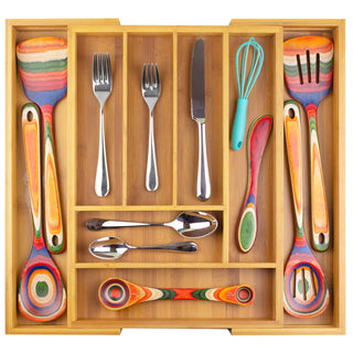 Expandable Bamboo Utensil Drawer Organizer - La Cuisine