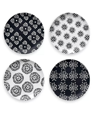 Black Medallion Salad Plates, Set/4