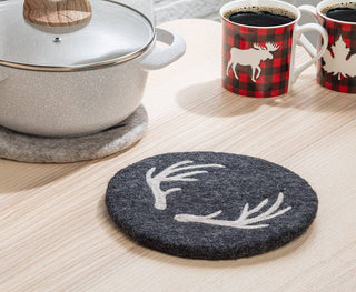 Stag Horn Trivet-Charcoal-8"D - La Cuisine