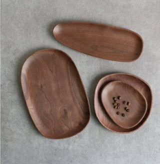Gohobi Irregular Walnut Wooden Serving Tray Teapot Tray: D - La Cuisine