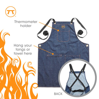 Outset Blue Denim Griller's Apron, 27" x 33" - La Cuisine