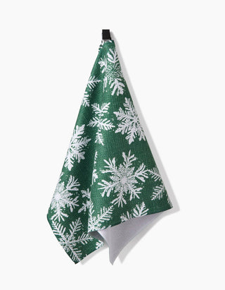 Snowy Days Green Tea Towel - La Cuisine