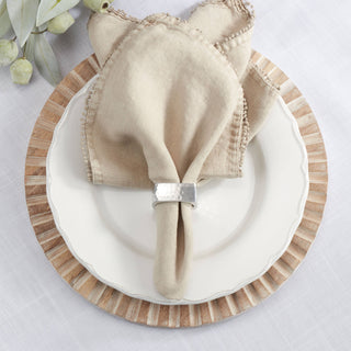 Square Silver Hammered Napkin Ring, Set/4