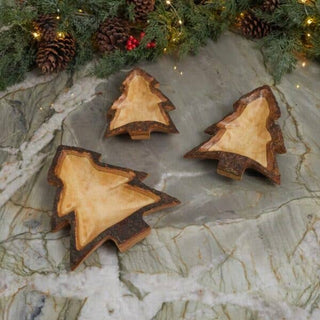 Kiln Mango Wood Tree Dishes, Set of 3 - La Cuisine